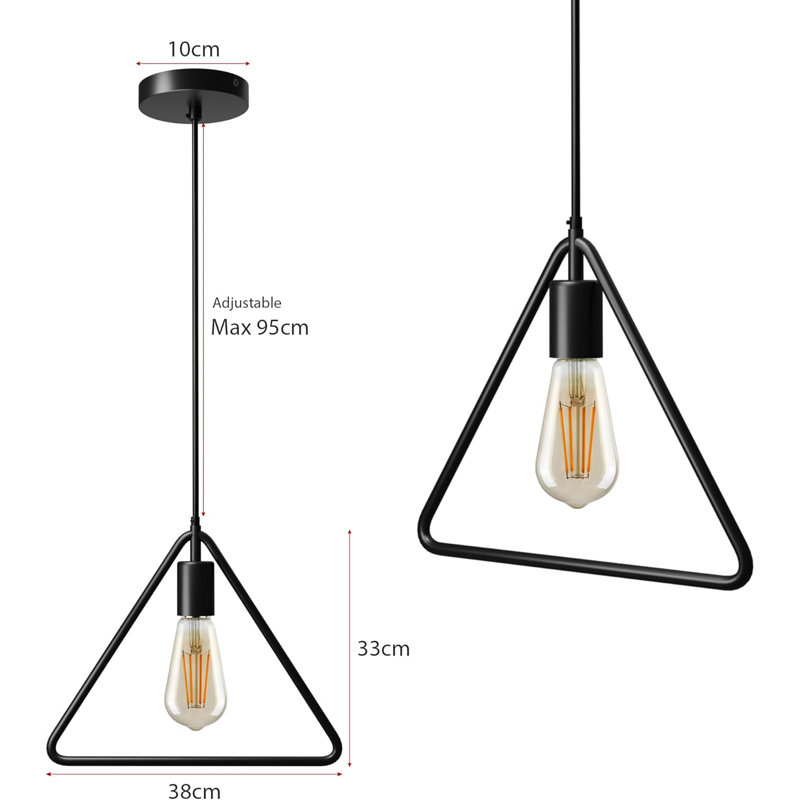 1 - Light Black Triangle Pendant, No