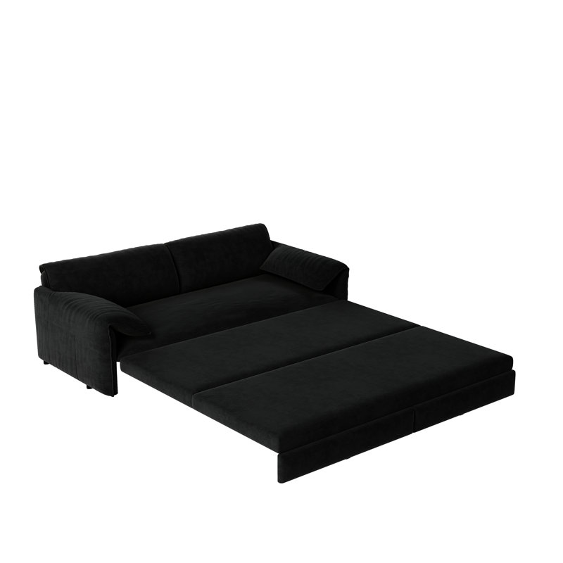 Versatile 3-in-1 Sofa Bed with Side Storage for Various Spaces, Black