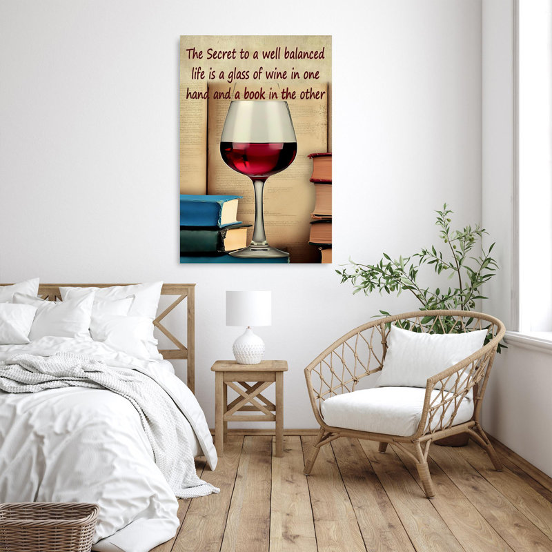 " Wine In One Hand Book In The Other ", 20" H x 16" W x 1.25" D