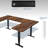 VIVO Vintage Brown / Black U-Shaped 83" x 60" Height Adjustable 4-Leg Electric Desk