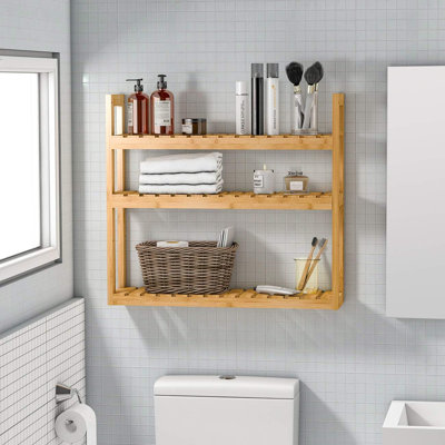 Gabina 2 Piece Solid Wood Bracket Shelf with Towel Bar