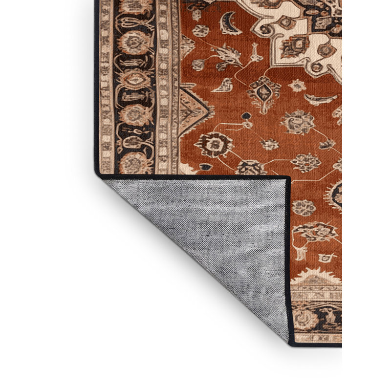 Tapis brun lavable à la machine, Rond 5 pi