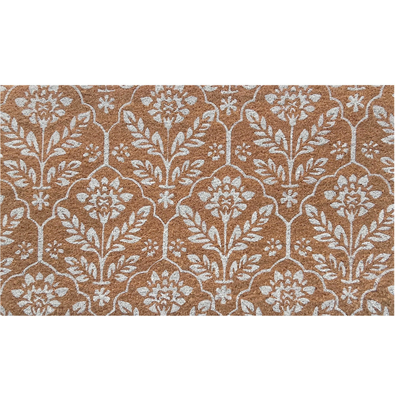 Elegant Floral Pattern Coir Doormat