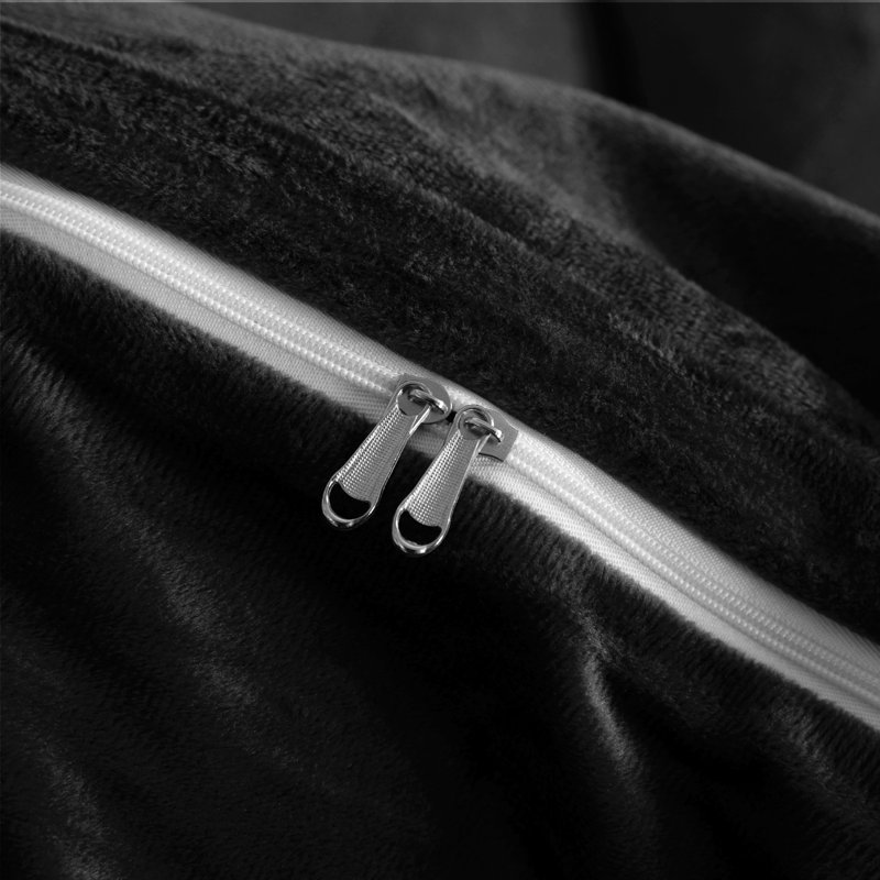 Ensemble de housse de couette en velours , Housse de couette pour grand lit et 2 taies décor, Noir