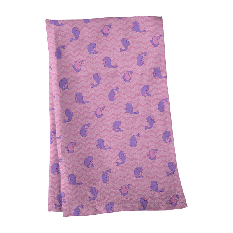 Serviette de thé à motif baleines, Polyester sergé, Rose / Mauve