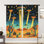 2Pcs rideaux UFO de désert rétro Sci-Fi, rideaux de fenêtre de vaisseau extraterrestre moderne de style Mid-Century pour salon, chambre, cuisine, passe-tringle