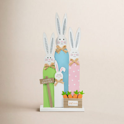 2-Piece Wood and Iron Bunny Family Sign Set