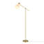 Lampe sur pied avec bras pivotant plaqué laiton mat 69 po Varley et abat-jour en tissu effilé blanc
