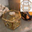 Hexagon Glass Jewellery Box in Gold with Agate Crystal