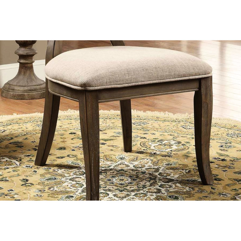 Chaises de salle à manger de style transitionnel, chêne rustique et beige, siège rembourré en tissu, essentiels de cuisine et de chambre 2 pièces beige pour élégance