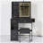 29.2" Small Size Left Drawer Desktop Vanity Table + Cushioned Stool, 2 AC+2 USB Power Station, Hair dryer bracket, Extra Large Touch Control Sliding LED Mirror, Tri-color Switching, Brightness Adjust-439763324