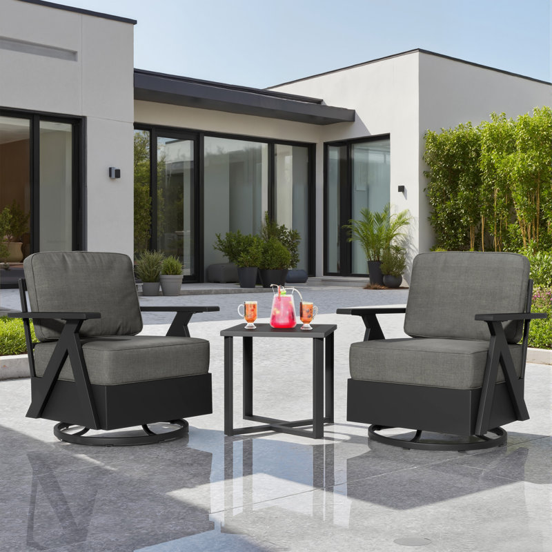 3 Piece Seating Group with Cushions, Gray