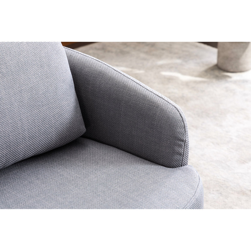 Chaise ergonomique en tissu de lin avec base en bois massif et fonction pivotante avec pieds ronds décoratifs bleus
