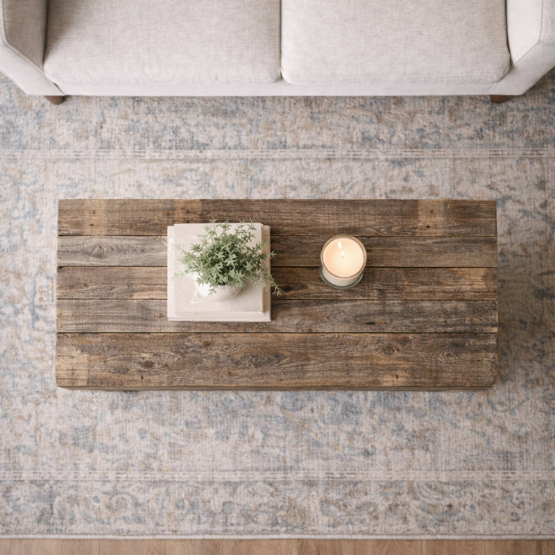 Table de salon en bois massif récupéré de 40 po x 18 po, H 18 po x L 40 po x L 20 po, Naturel