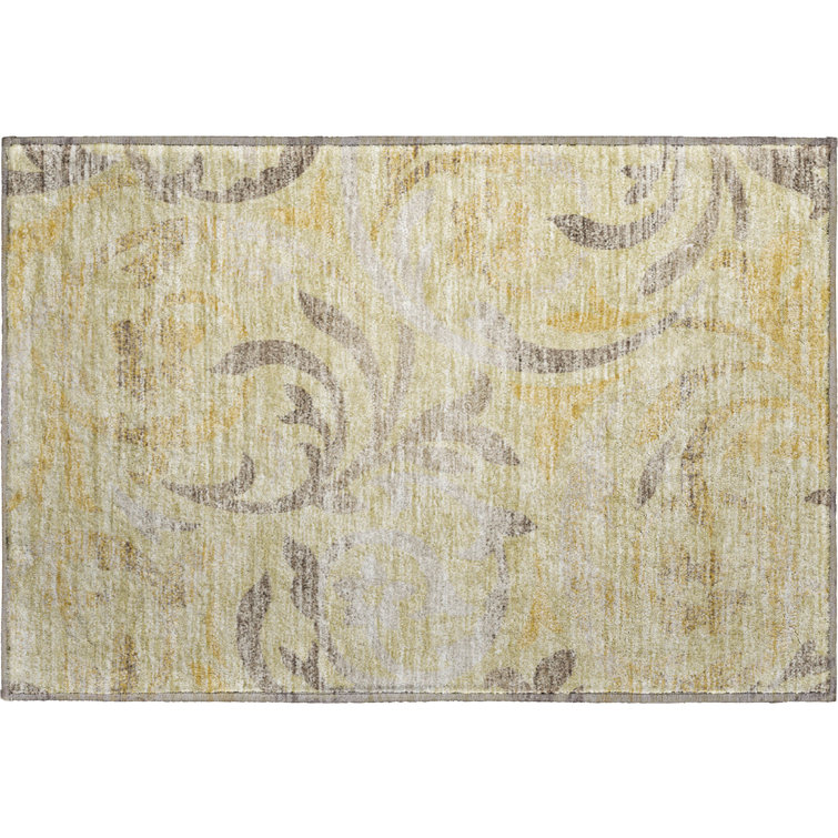 Premium Machine Washable Prisco Gold Rug