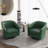 Applewold Upholstered Green Faux Leather Swivel Barrel Chair with Solid Wood Base-192044273
