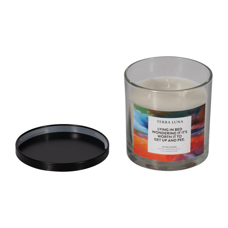 Boho Glass Scented Candle - 4" Aromatherapy Wax in Orange, Blue & Black for Home & Office.