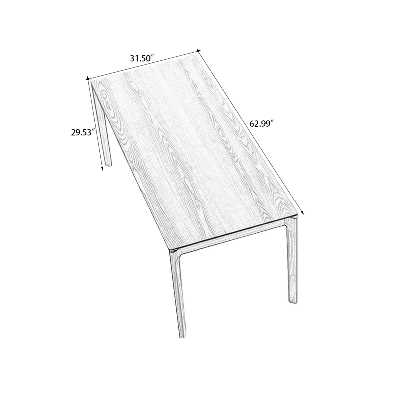 Burlywood Rectangular Solid Wood Dining Table, 29.53"H x 62.99"L x 31.5"W