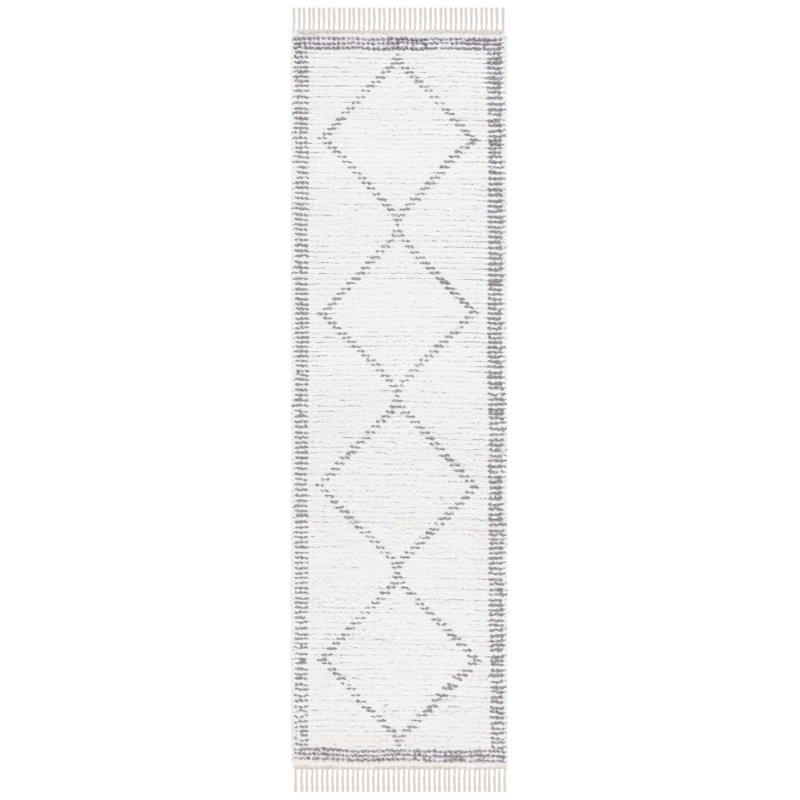 Tapis ivoire / gris Anaias, Tapis de couloir 2 pi 3 po x 8 pi