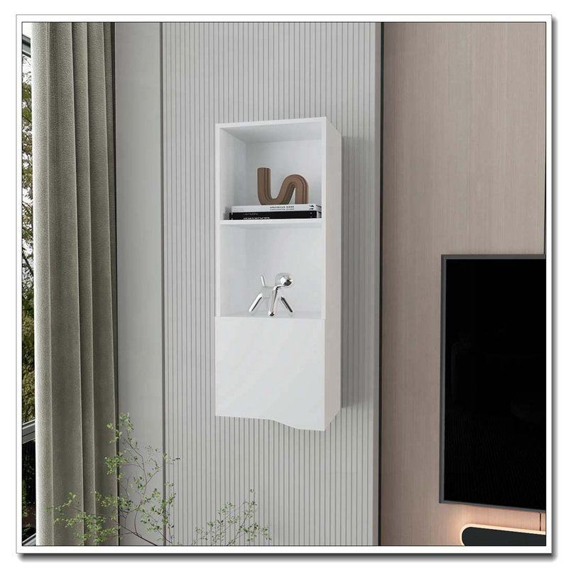 White Wall Cabinet with One Door, White