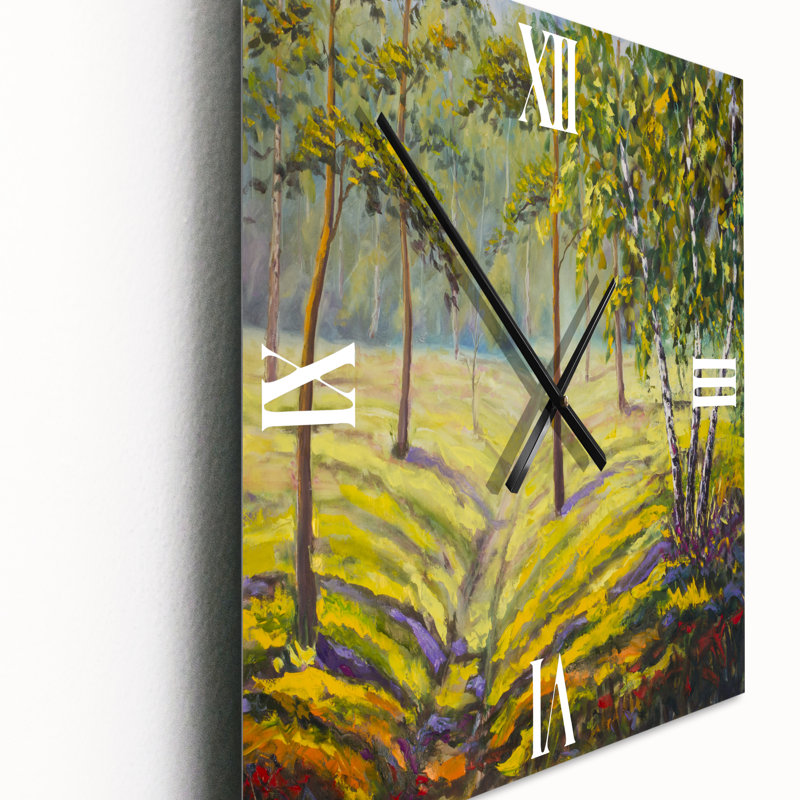 Horloge murale pins et buissons dans la forêt II, Grand