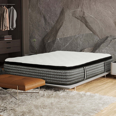 Premium 14 In. Pocket Coil Hybrid Mattress, Super Plush Gel Memory Foam Mattress For Comfort Sleep, White/Gray