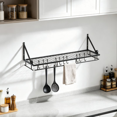 Metal Handcrafted Rectangle Wall Mounted Pot Rack