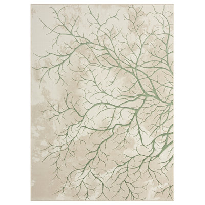 Ksamil Abstract Area Rug In Green And Beige