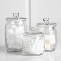 Classic Glass Bathroom Canisters  Bathroom canisters, Glass canisters, Glass  bathroom