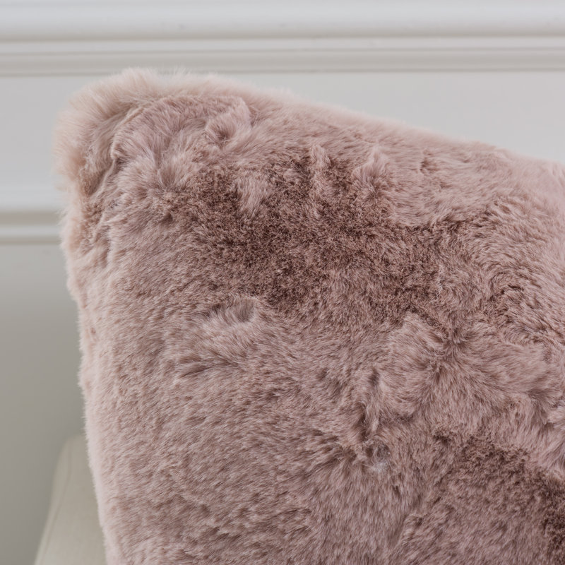 Faux Fur Throw Pillow, 23" x 23", Pink