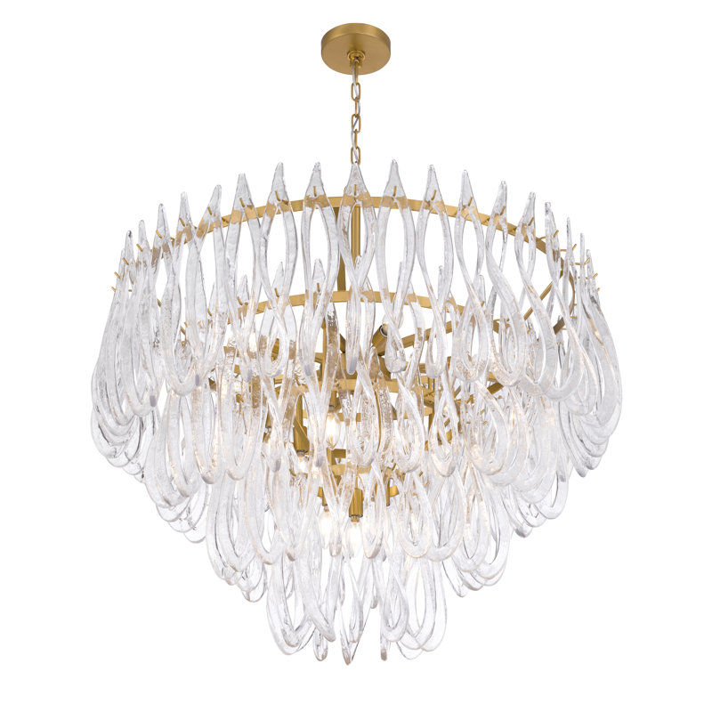 Luminaire suspendu 39,75 po Glassara, H 37,5 po x l 39,75 po x P 39,75 po, 15 lumières