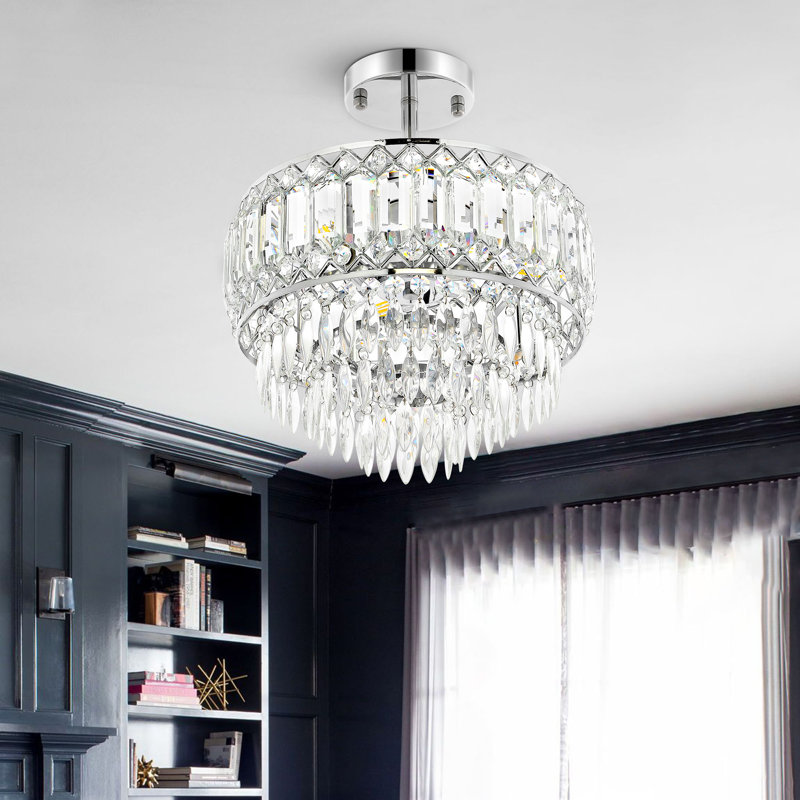 Lustre encastré en cristal 3 lumières Everby, Chrome chrome