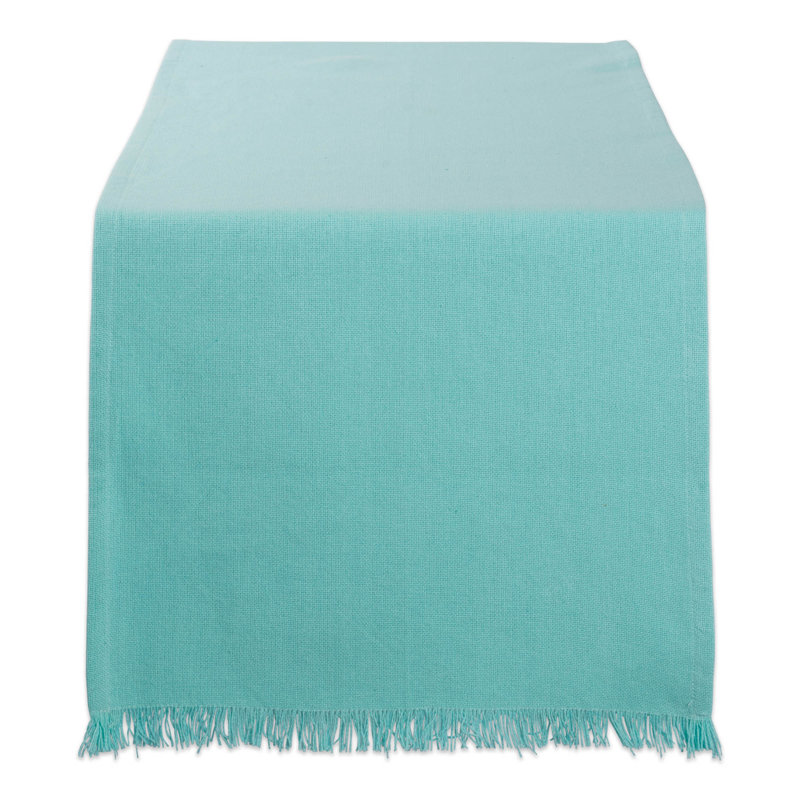 Laszlo Solid Color 100% Cotton Table Runner, Aqua, 72" L x 14" W