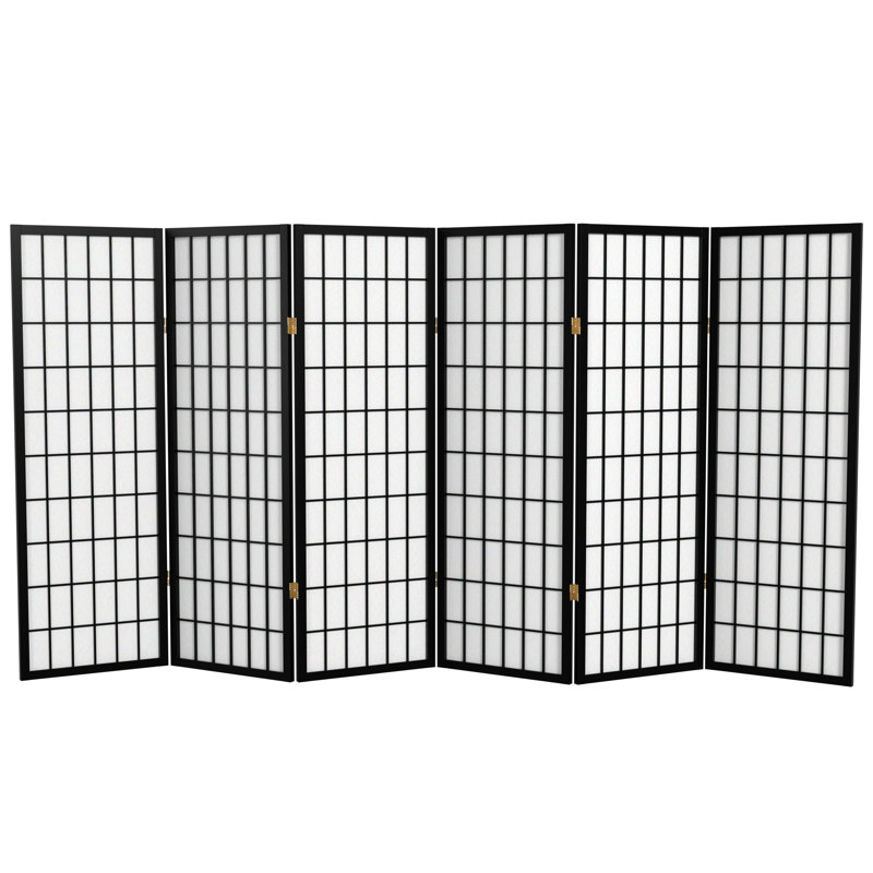 Écran court Shoji 50,75 "Alex, Noir, 6 panneaux