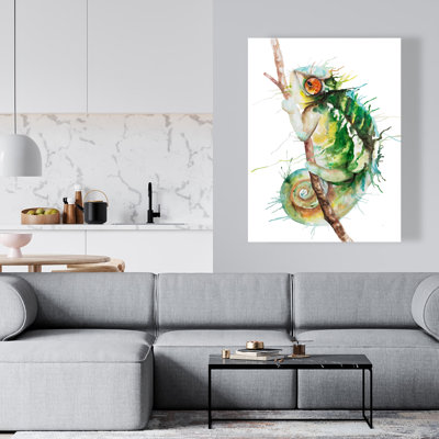 Watercolor Chameleon Canvas - Reptile Home Decor Art