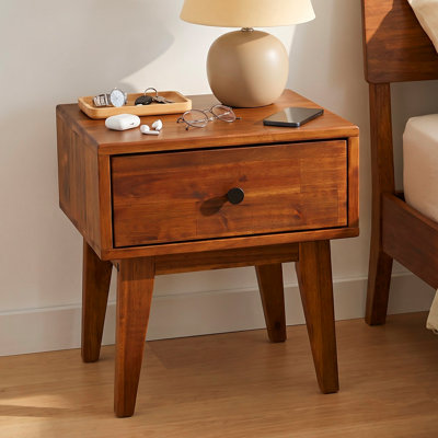 Table de chevet en bois massif avec tiroir de rangement Acacia Sofia