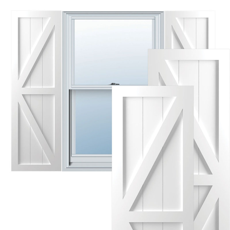 True Fit PVC deux panneaux de ferme à fixation fixe avec barre en Z, Blanc, 12", 62"