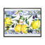 Ornement en forme de citron sur un motif géométrique bleu II - reproduction de cadre flottant sur toile-59640065-59640075