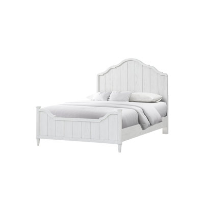 Teen Full Bed In Cement Finish Built With High - Quality Veneers, Plank Style Headboard And , Arched Design, Solid Wood + Material, 54 Height, 107 Lb Weight Finished Of Mainly , White Main Color,