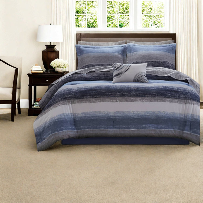Premium Navy Cal King Bedding Set, Cotton Comfort, Modern Style For Home