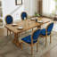 Élégantes chaises de salle à manger, velours bleu, bois massif, de 2 chevilles réglables en bois, fabriquées à la main