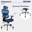 Chaise de bureau ergonomique Nouhaus Ergo3D avec support lombaire en maille avec accoudoirs réglables 4D, appui-tête et roulettes réglables, chaises de bureau à dossier haut en filet-55645794
