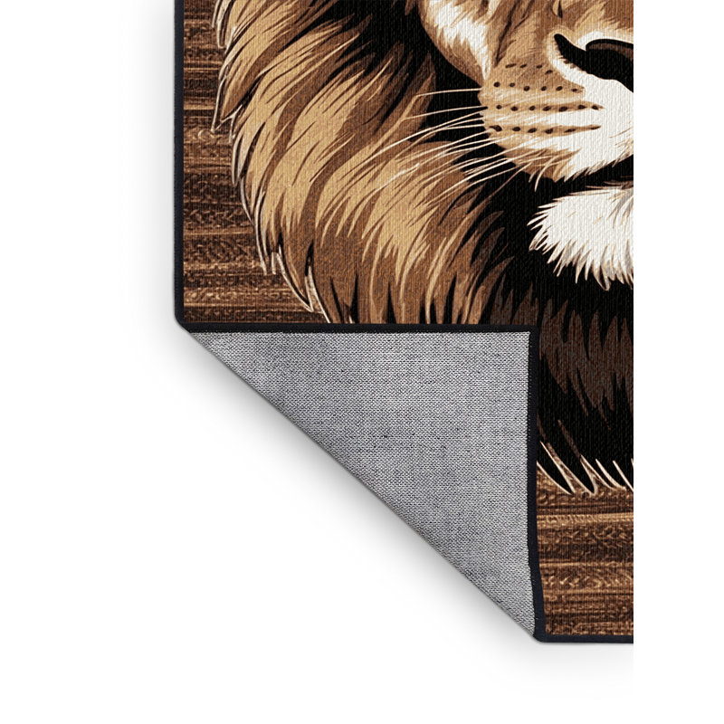 Washable Congo Lion Big Cats Area Rug, Rectangle 6' x 9'