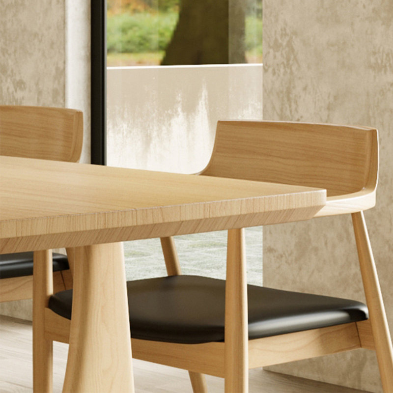 Japanese style solid wood dining table set, 29.5"H x 70.8"L x 31.4"W
