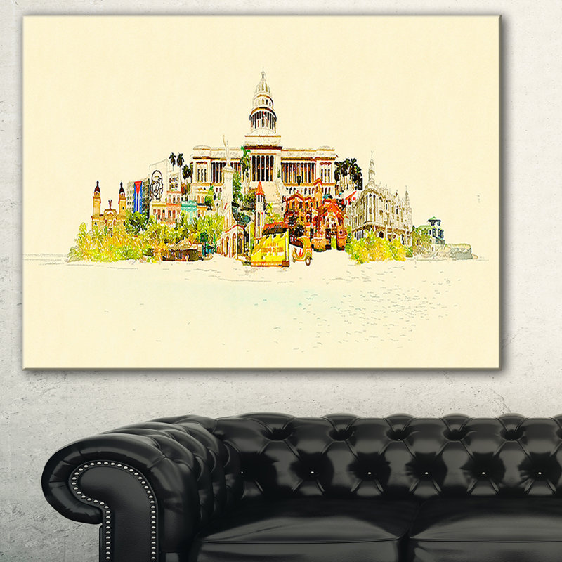 « havane panoramique view », impression sur toile, H 20 po x l 20 po x P 1 po