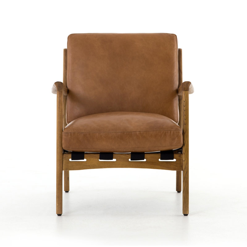 Silas Armchair, Brown Genuine Leather, Brown