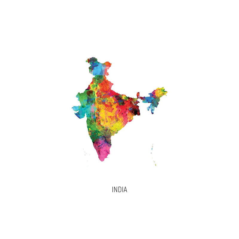 India Map by Michael Tompsett - Wrapped Canvas Gallery-Wrapped Canvas Giclée, 20.32 cm H x 30.48 cm W