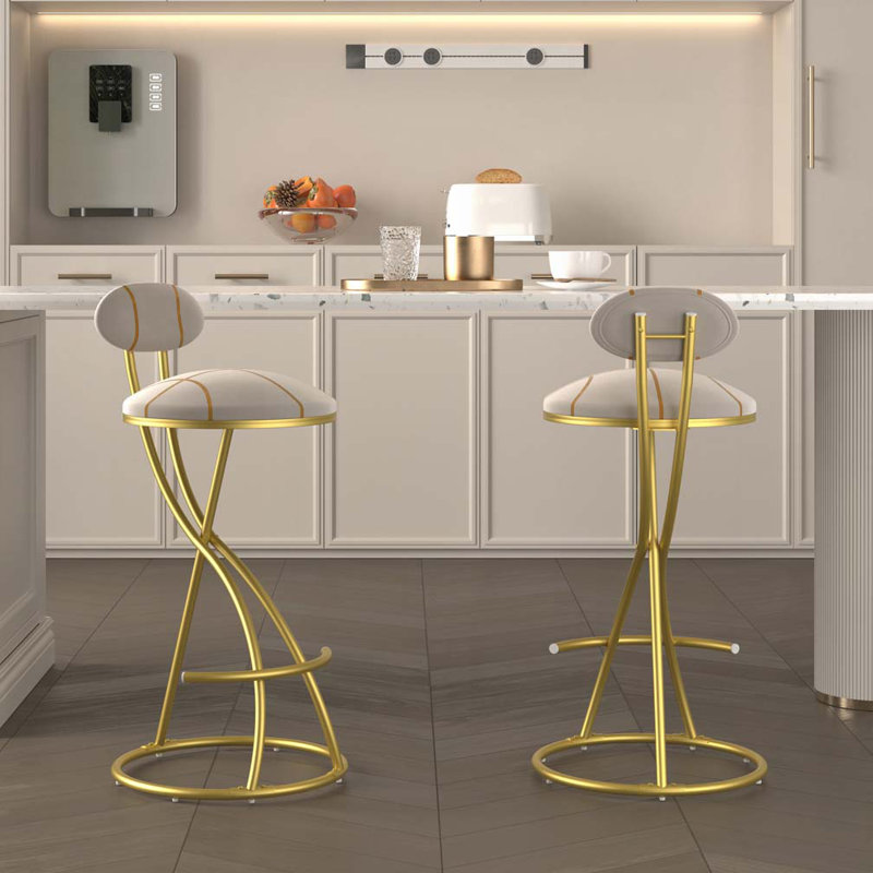 Upholstered Bar Stools, Gold