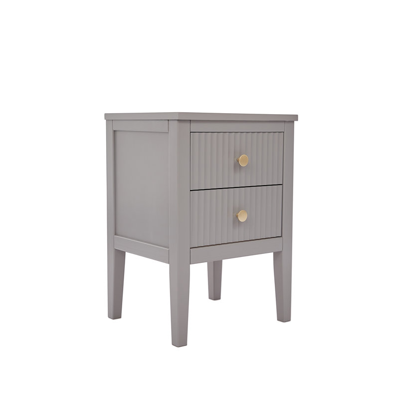Amiere 42cm W Solid + Manufactured Wood Bedside Table, Grey