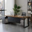 Bureau brun clair + bois massif rectangulaire noir + bureaux en fer-108304540-108304538